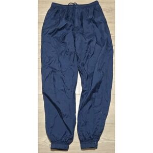 Vintage Online Men's Tracksuit Pants Navy Blue Size Large Zipper Legs Drawstring